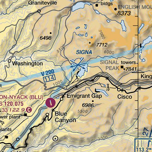 FAA VFR chart of Lake Spaulding 97-029 Dam, CA