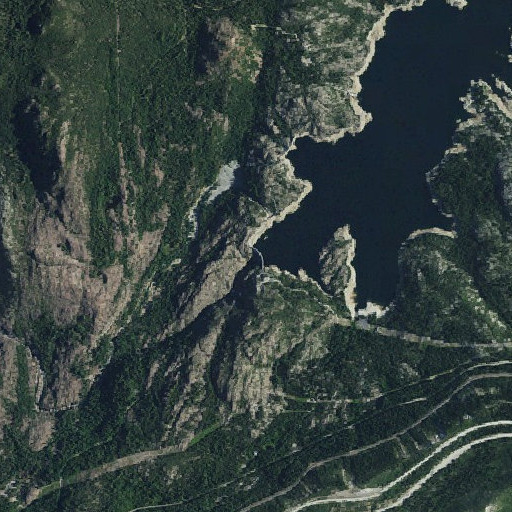 Aerial imagery of Lake Spaulding 97-029 Dam, CA