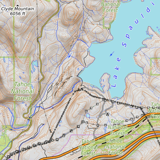 OpenTopoMap map of Lake Spaulding 97-029 Dam, CA