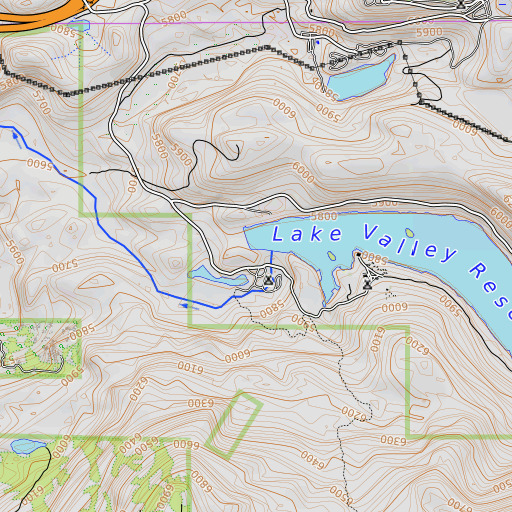 OpenTopoMap map of Lake Valley 97-032 Dam, CA