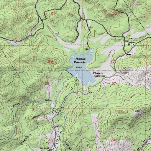 USGS 24K topo map of Phoenix 97-078 Dam, CA