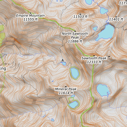 OpenTopoMap map of Upper Monarch Lake 104-020 Dam, CA