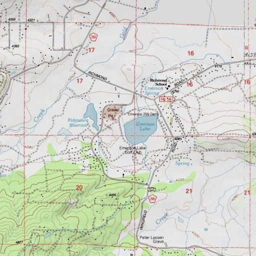 USGS 24K topo map of Emerson 255 Dam, CA