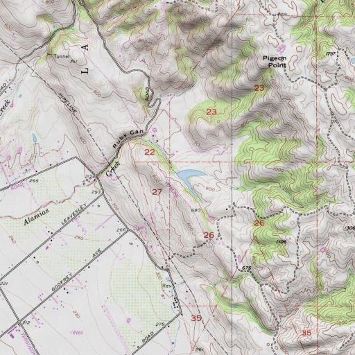 USGS 24K topo map of Peabody 627 Dam, CA
