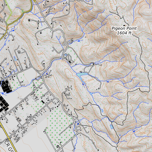OpenTopoMap map of Peabody 627 Dam, CA