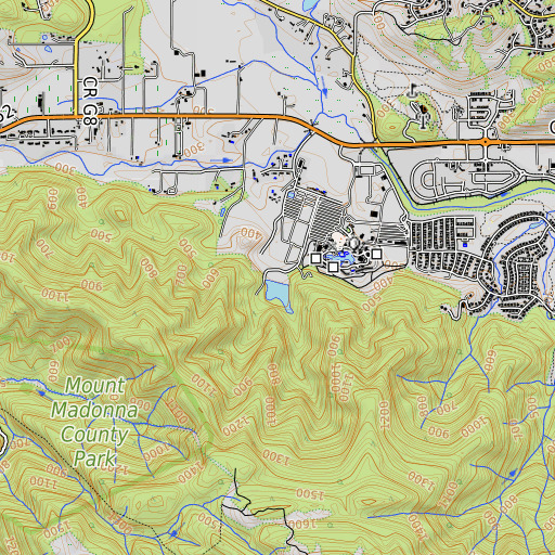 OpenTopoMap map of Debell 628 Dam, CA