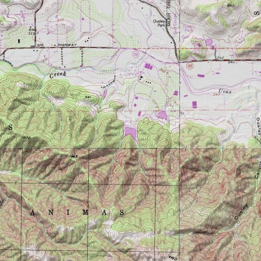 USGS 24K topo map of Sprig Lake, CA