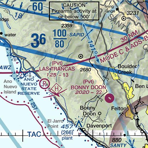 FAA VFR chart of Mill Creek 630 Dam, CA