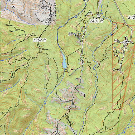 OpenTopoMap map of Mill Creek 630 Dam, CA