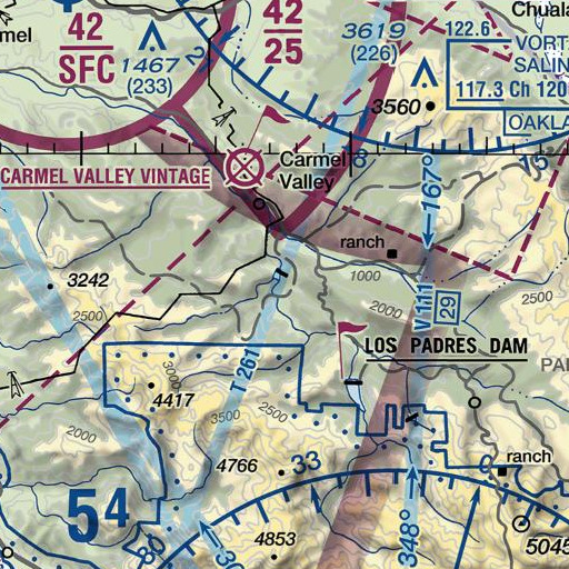 FAA VFR chart of San Clemente 642 Dam, CA