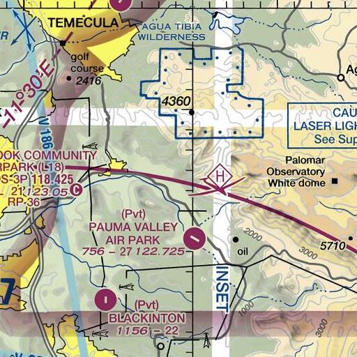 FAA VFR chart of Agua Tibia 849 Dam, CA