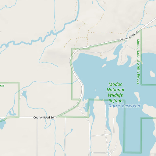 OpenStreetMap map of Dorris Dam, CA