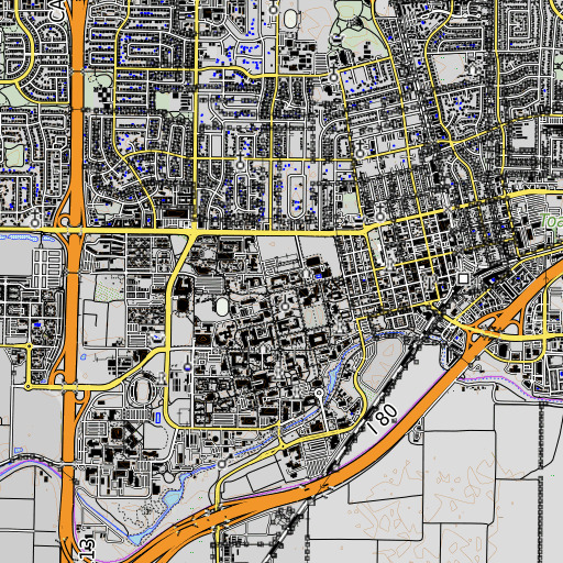 OpenTopoMap map of Veihmeyer Hall, CA