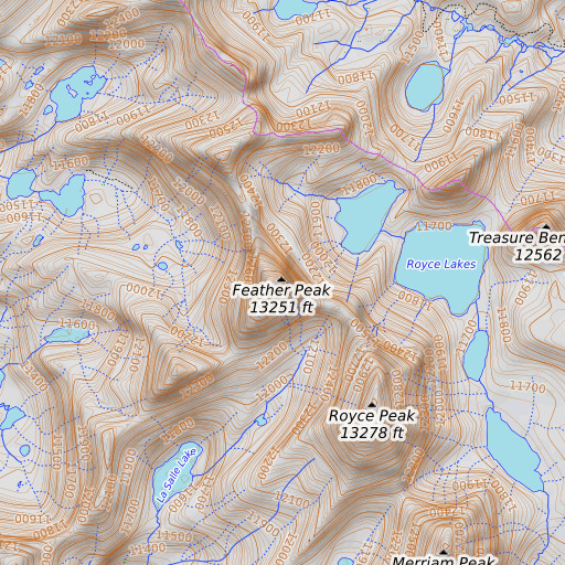 OpenTopoMap map of Feather Peak, CA