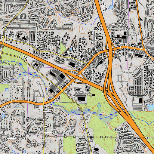 OpenTopoMap map of Interchange 75, GA