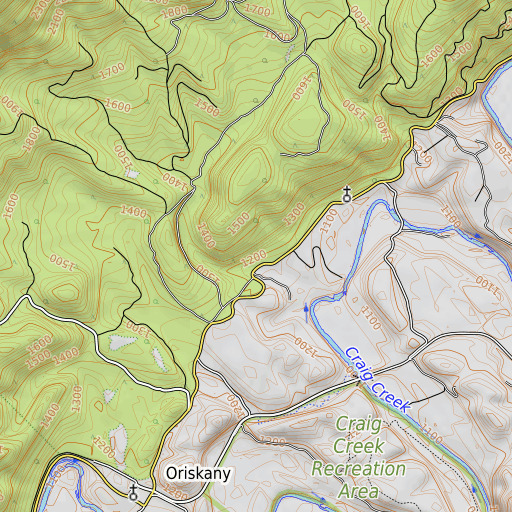 OpenTopoMap map of Peanut Mine, VA