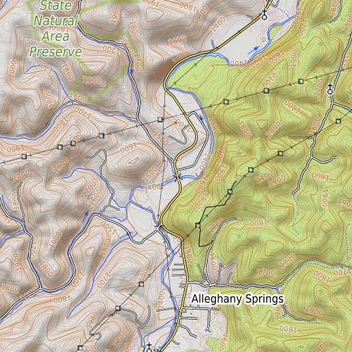OpenTopoMap map of Sweet Spring Run, VA