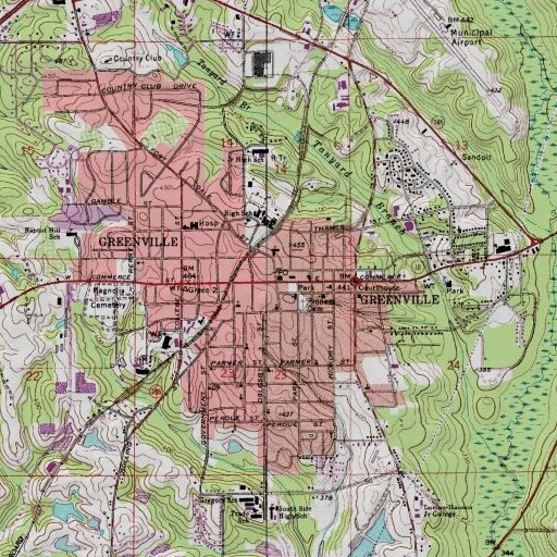 USGS 24K topo map of Greenville Post Office, AL