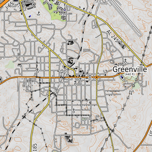 OpenTopoMap map of Greenville Post Office, AL