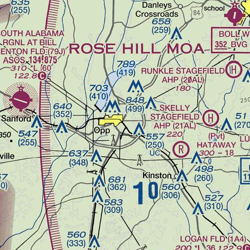 FAA VFR chart of Opp Post Office, AL