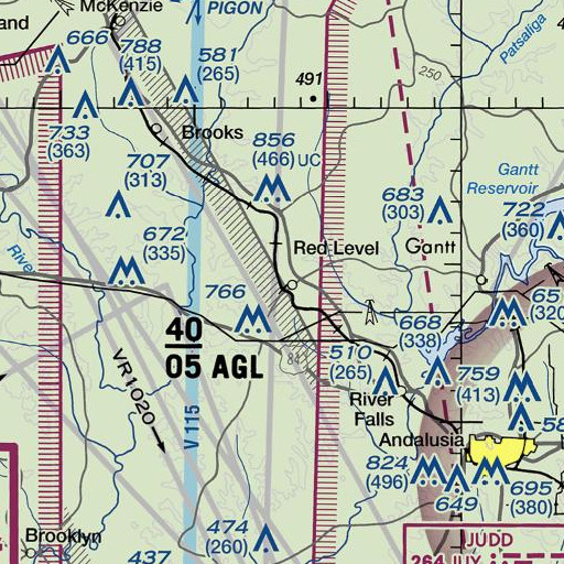 FAA VFR chart of Red Level Post Office, AL