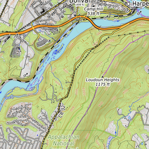 OpenTopoMap map of Klein Spring, WV
