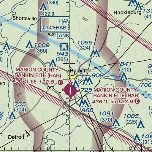 FAA VFR chart of Hamilton Post Office, AL