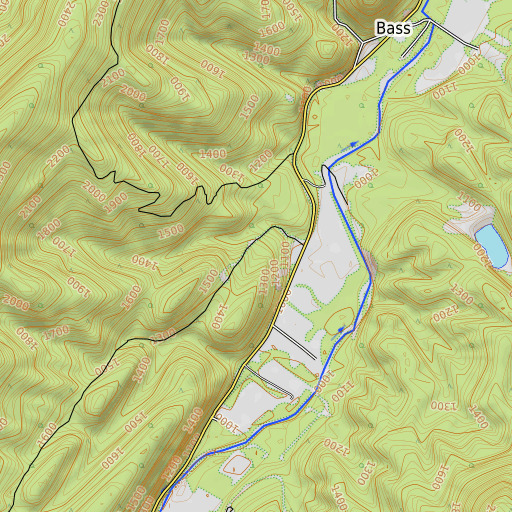 OpenTopoMap map of Baker Spring, WV