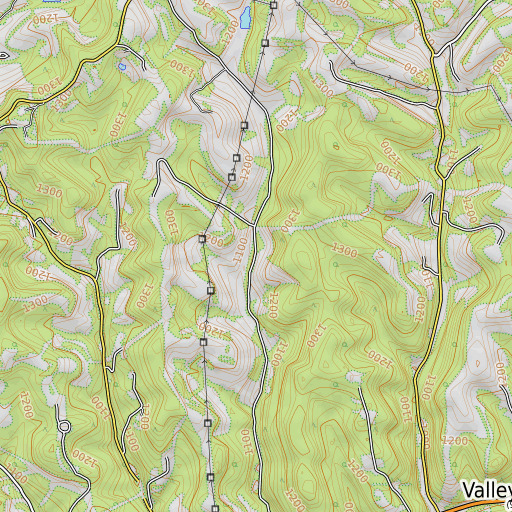 OpenTopoMap map of Calvin Miller Spring, WV
