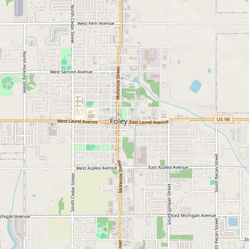 OpenStreetMap map of Foley Post Office, AL