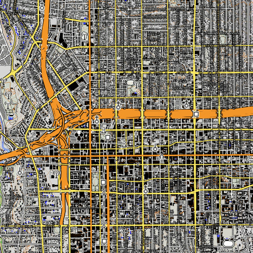 OpenTopoMap map of Pasadena Public Library, CA