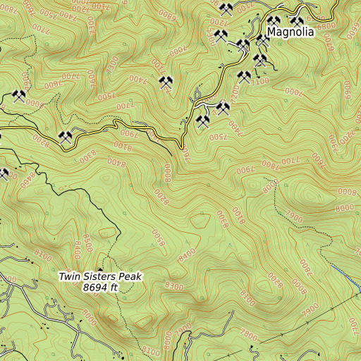 OpenTopoMap map of Magner Mine, CO