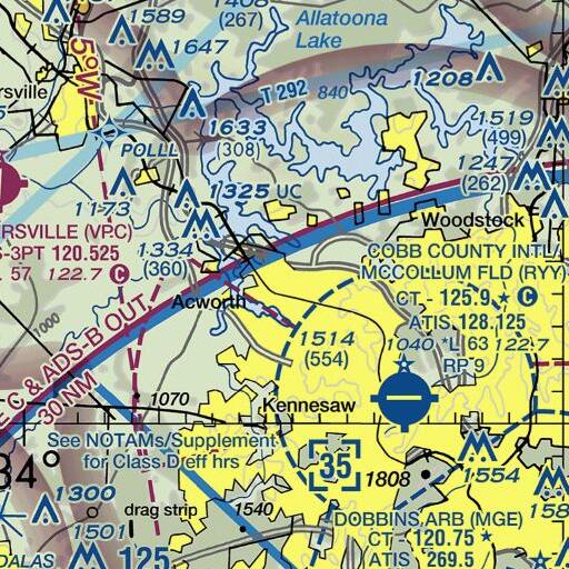 FAA VFR chart of Logan Trace, GA