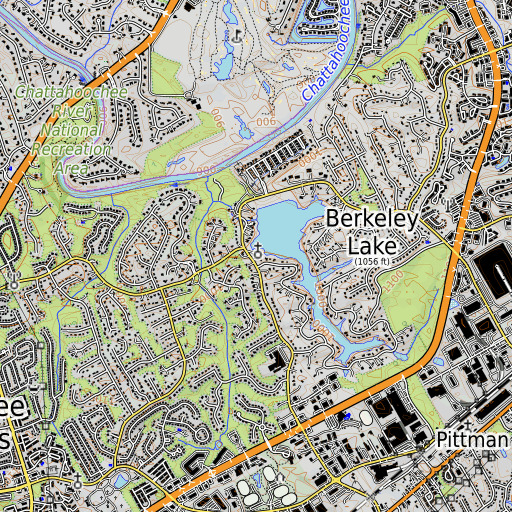 OpenTopoMap map of Berkeley Chapel, GA