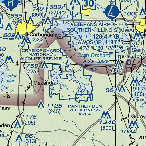 FAA VFR chart of Devils Kitchen Dam, IL