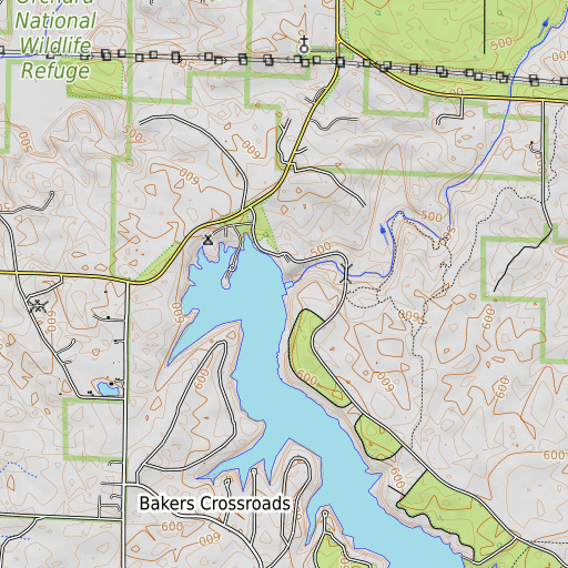 OpenTopoMap map of Devils Kitchen Dam, IL
