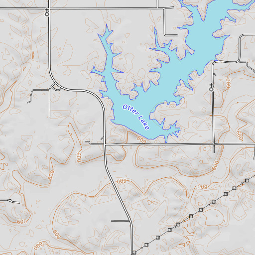 OpenTopoMap map of Otter Lake Dam, IL