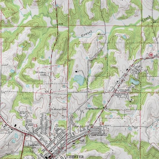 USGS 24K topo map of Birchlers Lake, IL
