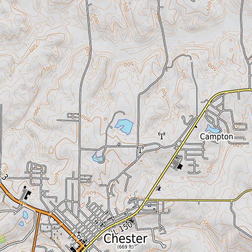 OpenTopoMap map of Birchlers Lake, IL
