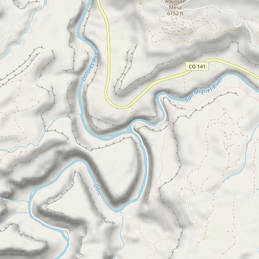 OpenStreetMap map of San Miguel River, CO