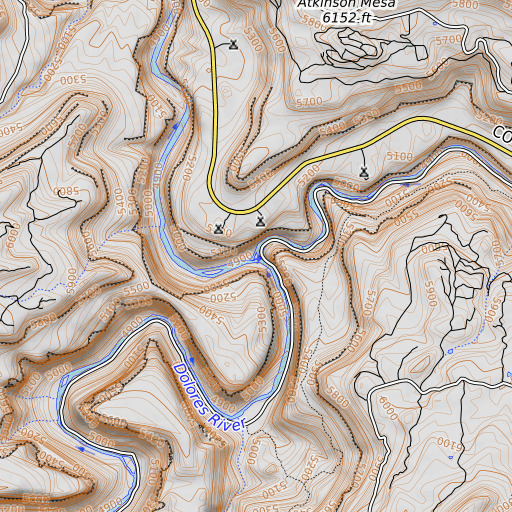 OpenTopoMap map of San Miguel River, CO