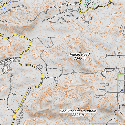 OpenTopoMap map of Indian Head Spring, CA