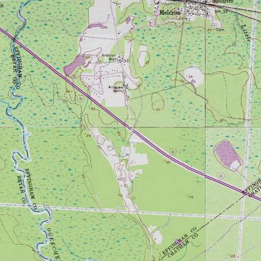USGS 24K topo map of Exit 30, GA