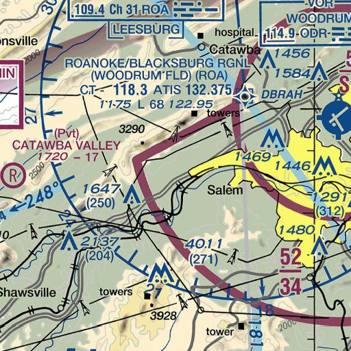FAA VFR chart of Glenvar High School, VA