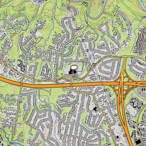 OpenTopoMap map of Mount Hebron High School, MD