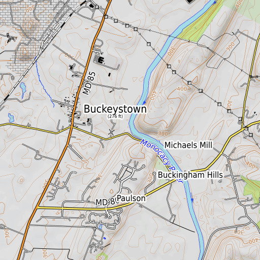 OpenTopoMap map of Kiln Run, MD