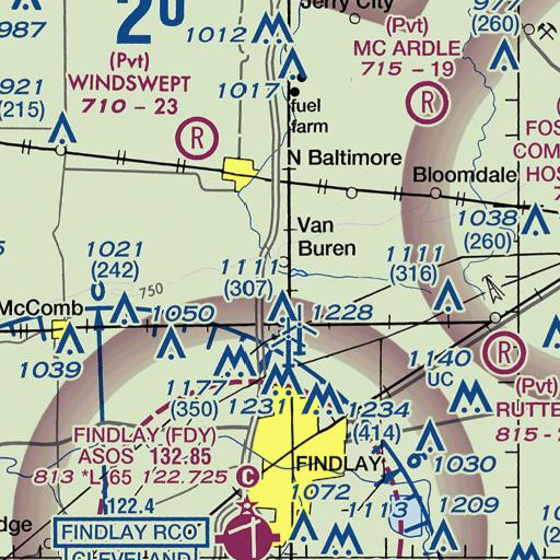 FAA VFR chart of Radar Cemetery, OH