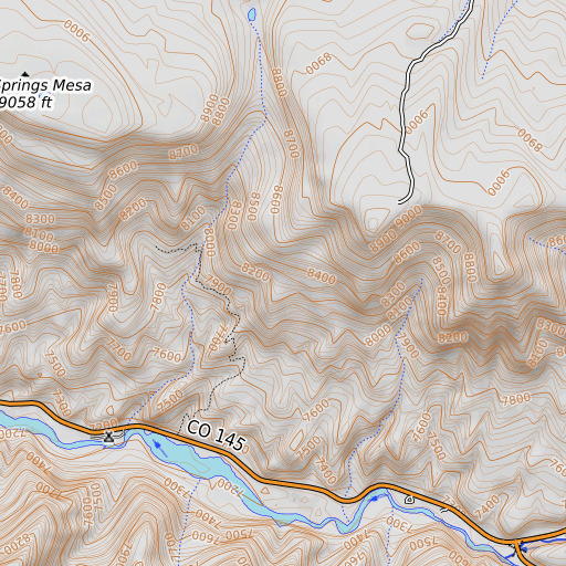 OpenTopoMap map of Evans Claims Mine, CO