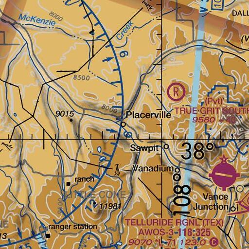 FAA VFR chart of Ironside Mine, CO