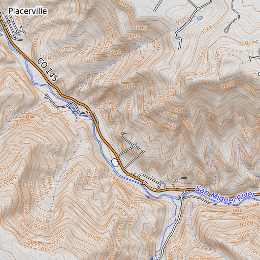 OpenTopoMap map of Laen Mine, CO